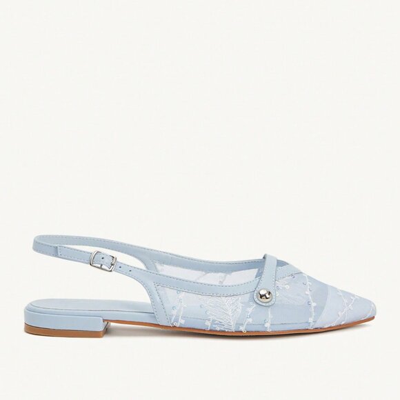 Women's Baby Blue Pointed Toe Comfortable Flat Slip-On Shoes - Picture 4 of 5